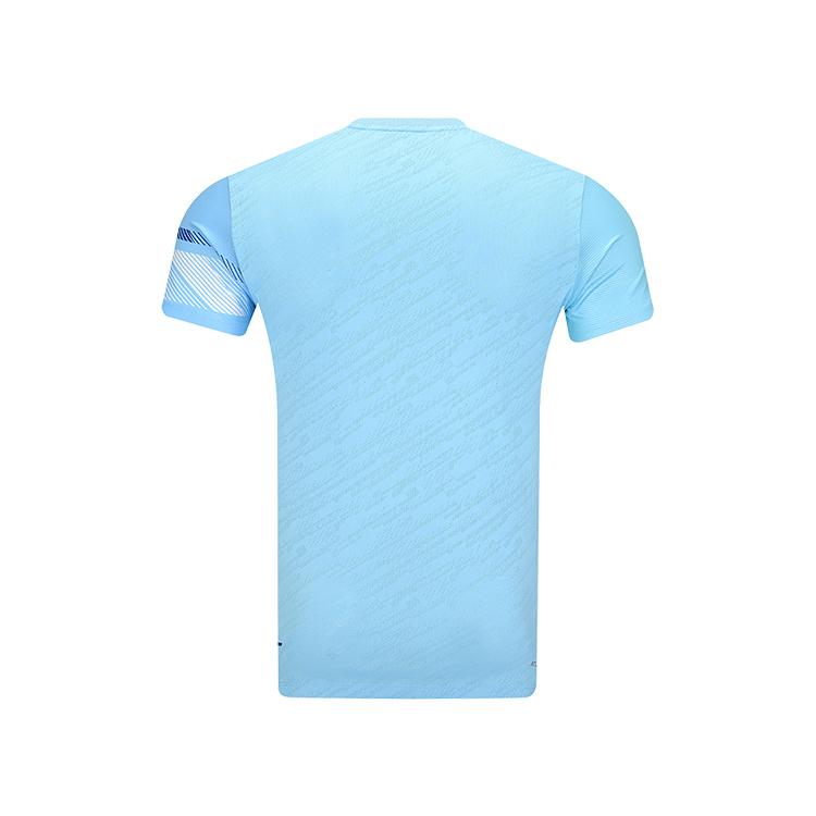 Li-Ning V-Neck Logo Comfortable Breathable Versatile Straight-Cut Short Sleeve T-Shirt Unisex Tops Moon-White Blue AAYV031-5