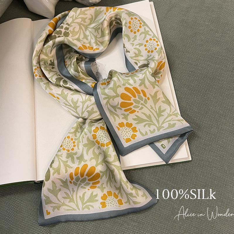 

Double-sided, double-layered 100% mulberry silk scarf, long scarf, belt, headband