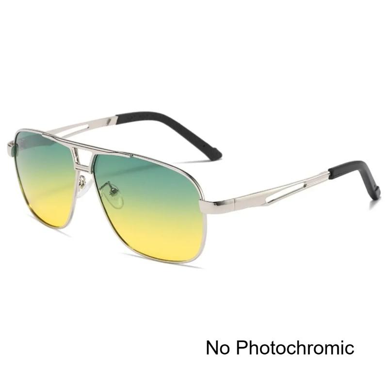 Men Night Vision Polarized Pochromic Sunglasses Aviator Style Yellow Color Change Lenses Driving Sun Glasses