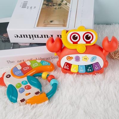 Kawaii Kids Glowing Electronic Piano Sensory Toy Early Musical Educational Baby Grasping Training Cartoon Multi Functional Organ