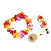 Porch Goose Summer Outfit with Straw Round Hat Wreath Glasses Hawaiian Goose Statue Clothes Costume