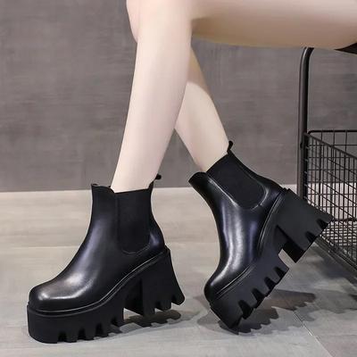 Women's Shoes On Sale New Ankle Women's Boots Elegant Modern Boots Women Platform Slip On Chunky High Heels Ladies Shoes