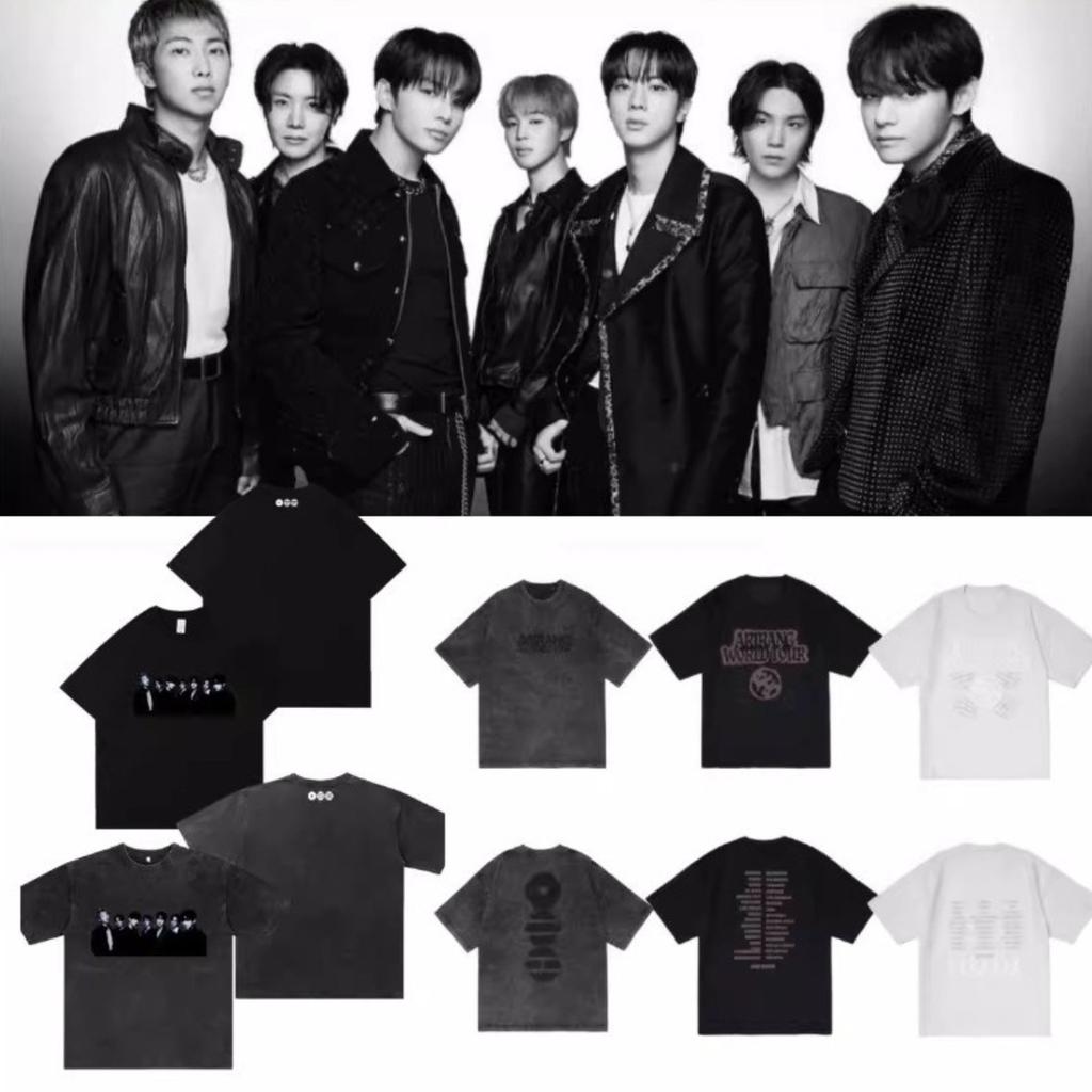 Kpop BTS ARIRANG Album T-Shirt 2026 Japan Pop-Up Style Washed Black Printed Short Sleeve Tee Retro Oversized Streetwear for Army