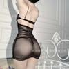 Domila Sexy Pajamas, Sexy Mesh See-through Outfit, Temptation Suspender Nightdress Set, Private Hot Hip Skirt