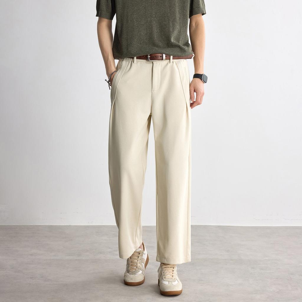 New Straight Casual Pants Men's High-end Loose Wide-leg Drape Pants Nine-point Suit Pants Others