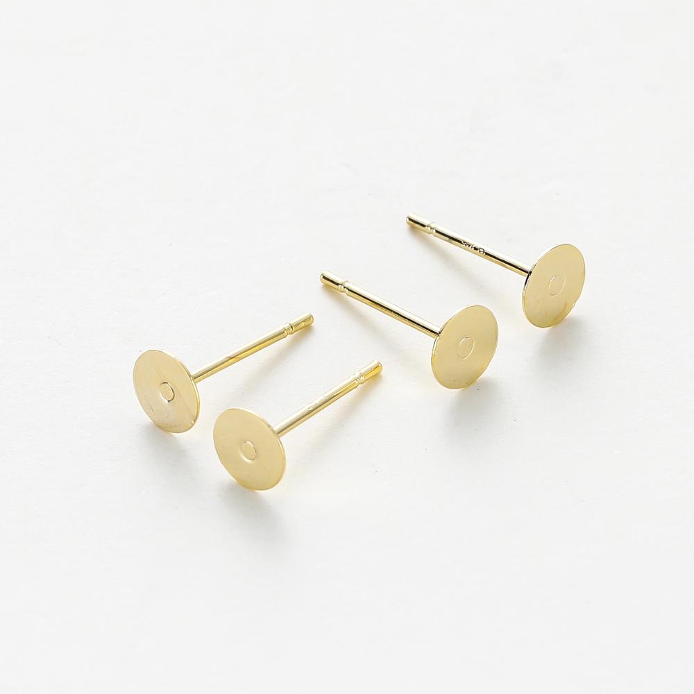 50pcs 14k 18k Plated Round Stud Earring Hooks 3 4 5mm Earrings Findings Components  For  DIY Jewellery Craft Supplies Making