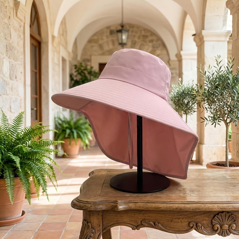 

1pc Summer Women S Bucket Hat, Featuring An Adjustable Chin Strap, Ponytail Hole, And Wide Brim, Perfect For Summer Outdoor Adventures, Available рожевий