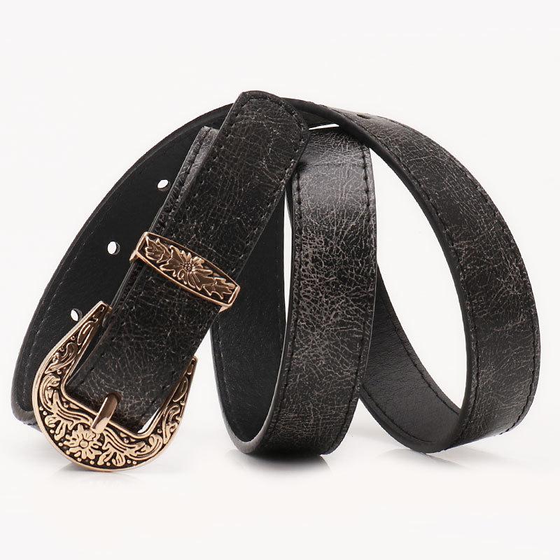 New Korean Version of Retro Carved Buckle Women's Belt Fashionable Versatile Jeans High-end Belt for Women