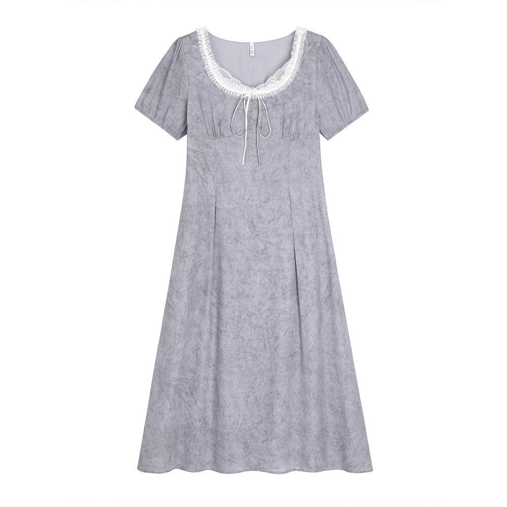 

Elegant Plus Size Lace Trim Gradient Dress for Women 5XL (suggested 100-110 kg) фиолетовый