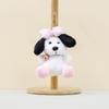 Dog Plush Playful Keychain With Cute Bow Design Adorable Soft Toy Doll In Pink Yellow Green Purple