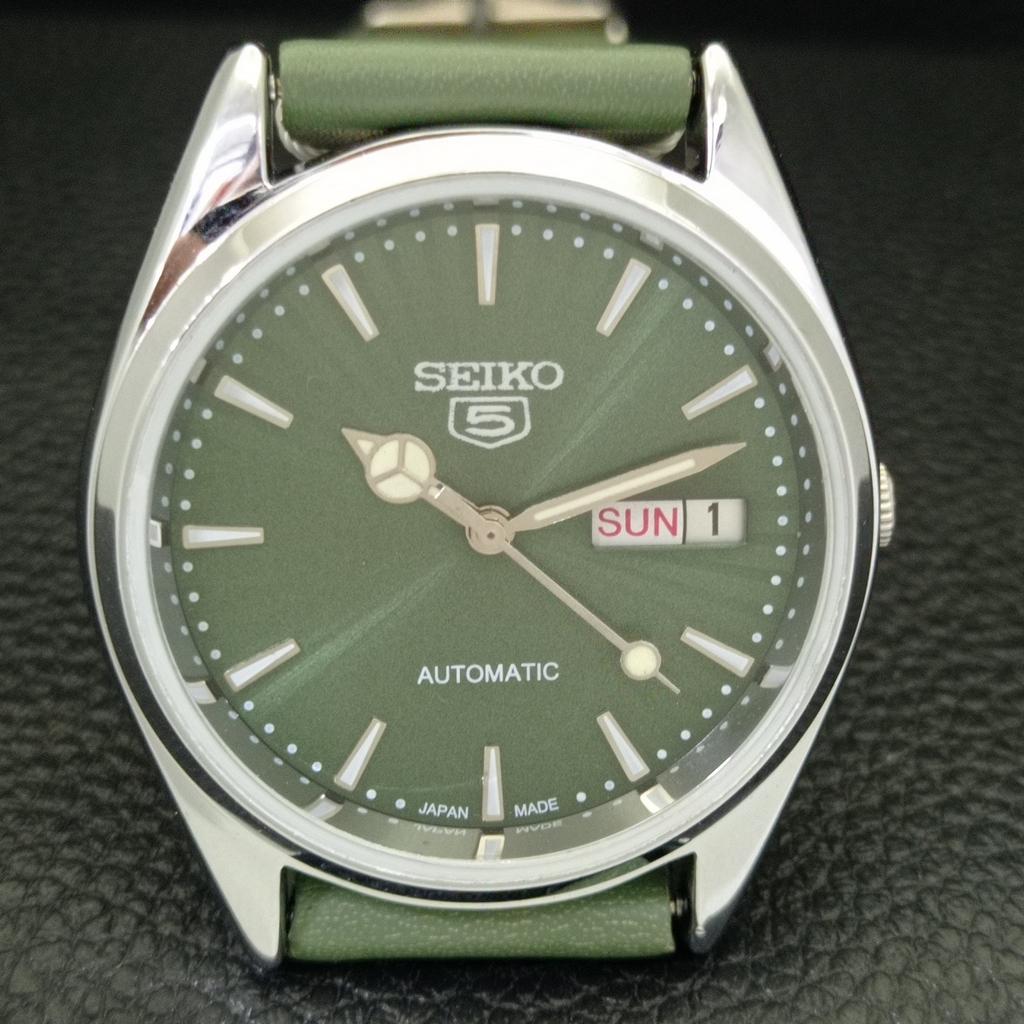 VINTAGE SEIKO 5 AUTOMATIC 6309A REFURBISHED JAPAN MENS GREEN WATCH a701733-5 R206c-a701733