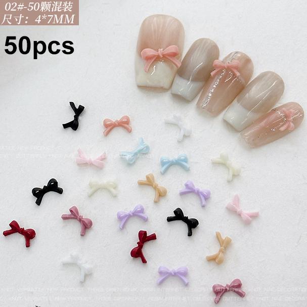 Mixed Cute Mini Colorful Resin Line Bowknot Bow Tie Ribbon Nail Art Decorations DIY Manicure Rhinestones Accessories