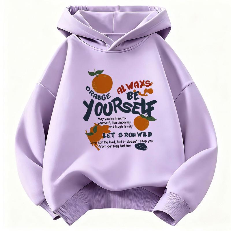 Funny Orange Harajuku Style Hoodie Kids Children's Sweatshirt Hoody for Boys Girls Casual Hoodies Hip Hop Clothes