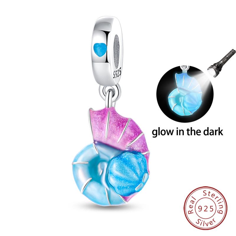 Summer Ocean Series 100% Copper Blue Luminous Jellyfish Seashells Fish Charms Beads Fit Qikaola Bracelets Jewelry