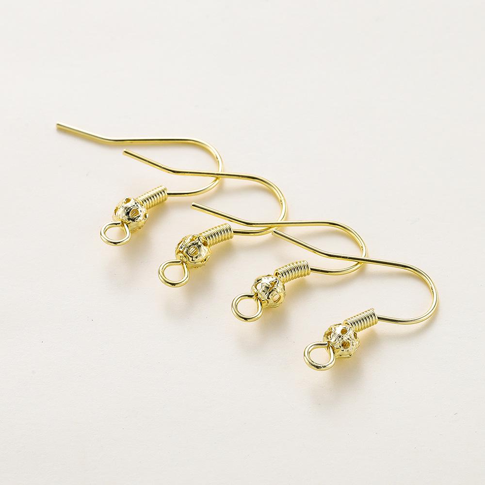 14k Gold-Plated Hollow Ball Ear Hooks - DIY Earring Accessories