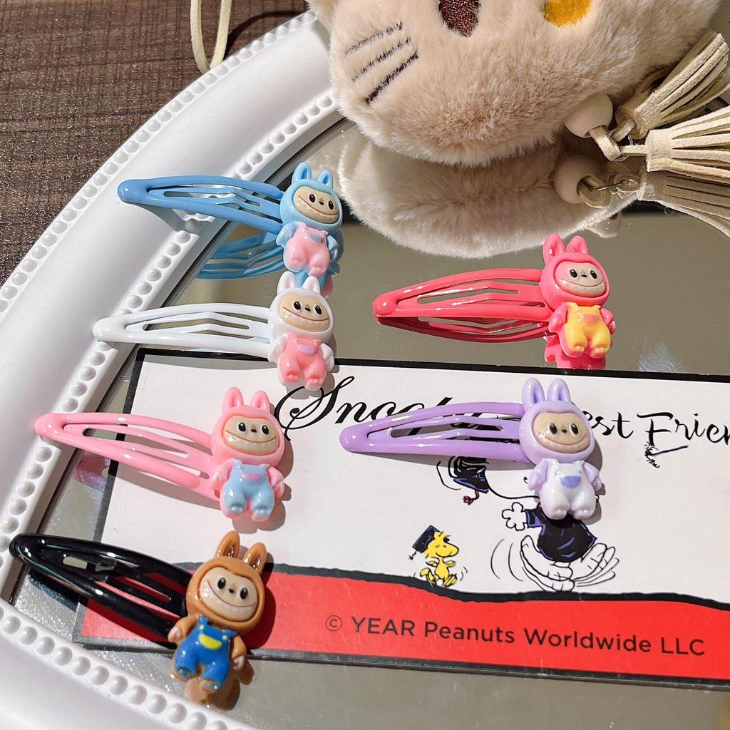 Labubu Candy Color BB Clip: Sweet Cartoon Side Bangs Hair Clip for Girls - Gentle On Hair.