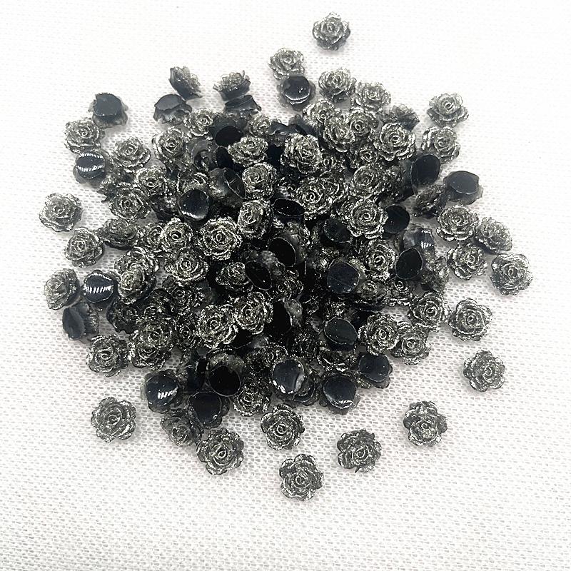 30pcs 13mm High Quality Glitter Resin Rose Flowers for Jewelry Making 3D Nail Accessories Handmade DIY Nail Art
