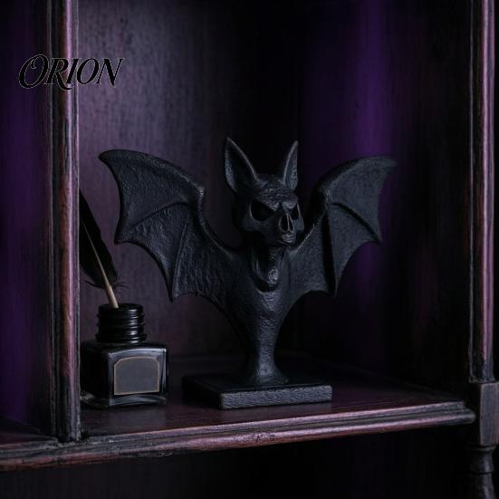 Black Matte Bat Sculpture 3D Printed Figurine, Gothic Sculpture, Spooky Halloween Fireplace Decor Tabletop Ornament for Home Shelf Desk Decoration