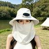 Fisherman Hat with Face Guard Shawl Outdoor Activities Cap with Built-in Fan Solar