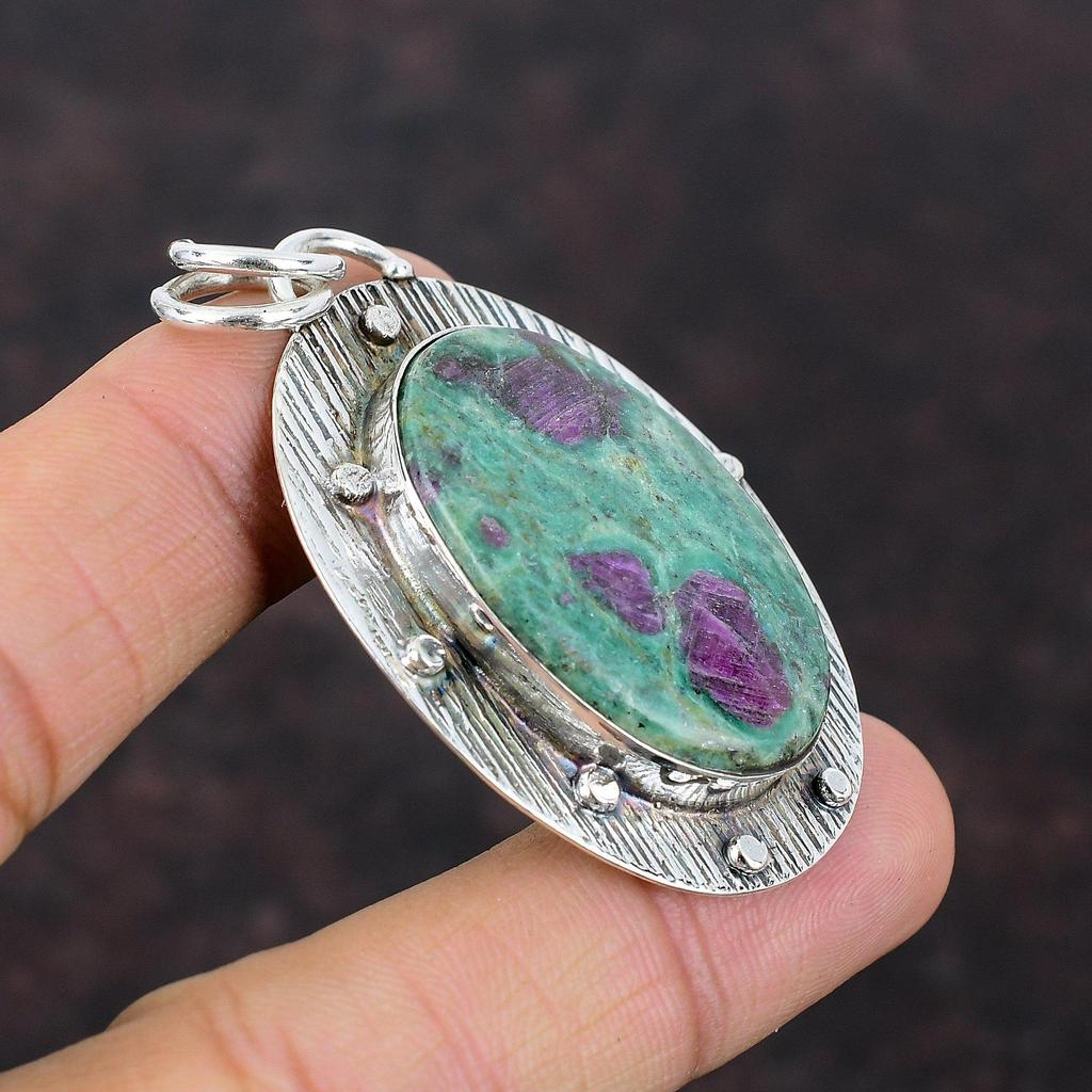 Ruby Fuchsite Pendant Handmade Wonderful Jewelry 925 Sterling Silver Pendant Dainty Gemstone Jewelry Birthstone Pendant Gift For Anniversary