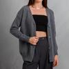 Solid Color Knitted Cardigan Female Autumn and Winter Loose Simple Casual V-neck Sweater Female Comfortable Versatile and Fashionable