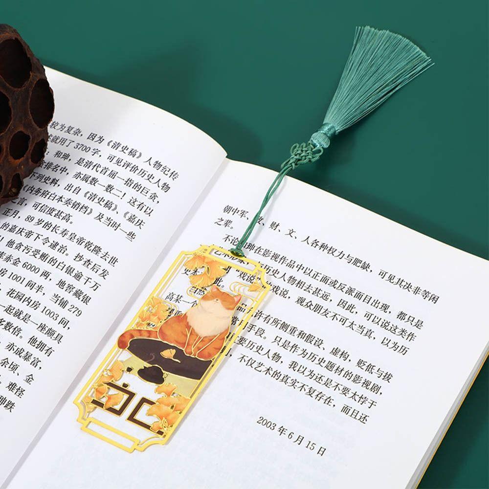Tassel Brass Bookmark Painted Pagination Mark Retro Book Clip  School Office Supplies