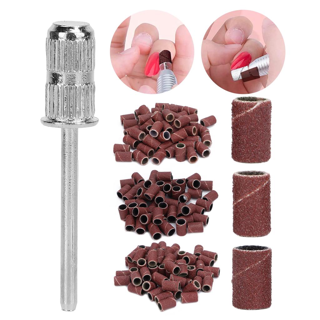 210pcs Brown Sanding Bands Nail Art Sanding Bands Replaceable Nail Sanders with Nail Drill Shaft