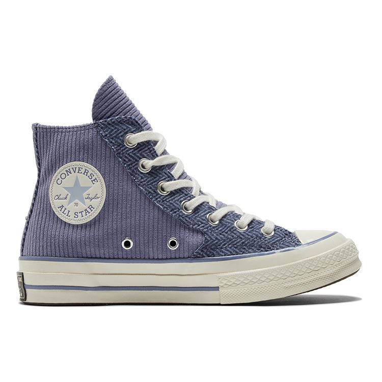 Converse 1970er Chuck Taylor All Star Hi Trendige Vielseitige Cord-Patchwork High-Top Canvas Schuhe Unisex Sneaker Violett 172495C