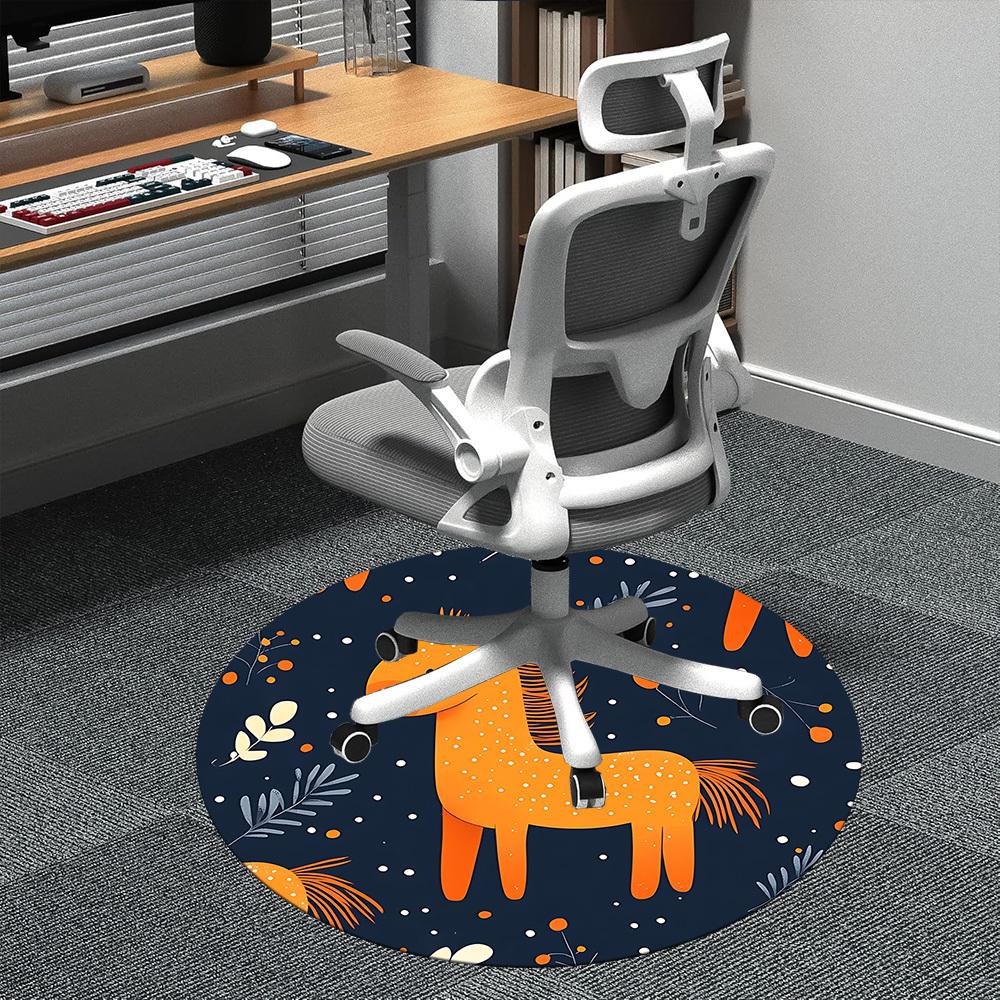 1 Stück Pferde Winter Büro Runder Teppich, Matte Geeignet Für Büro, Unter Bürostühlen Schlafzimmer Wohnzimmer Heimdekoration, Zimmerdeko
