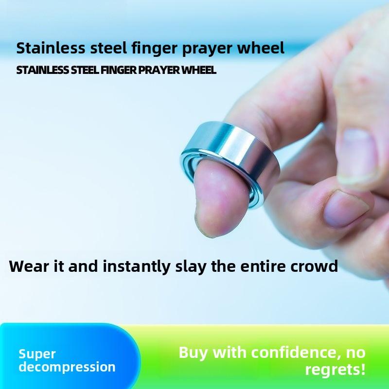 Stainless Steel Paragraph Ring Finger Gyro Finger Warp Wheel Decompression Ring Numerical Control Seiko