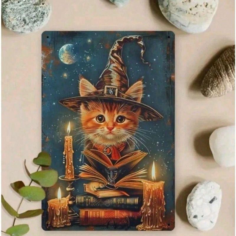 

Metal Wall Art Magic Cat Witch Victorian Home Decor