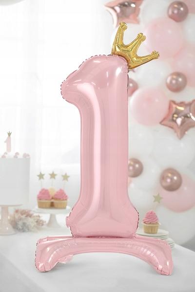 Stojący Balon Foliowy Cyfra "1", 84 Cm, J.różowy