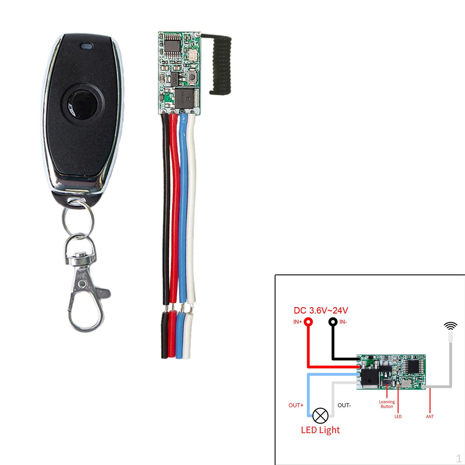 

Радиочастотный передатчик с дистанционным управлением и приемником 1 Button Black