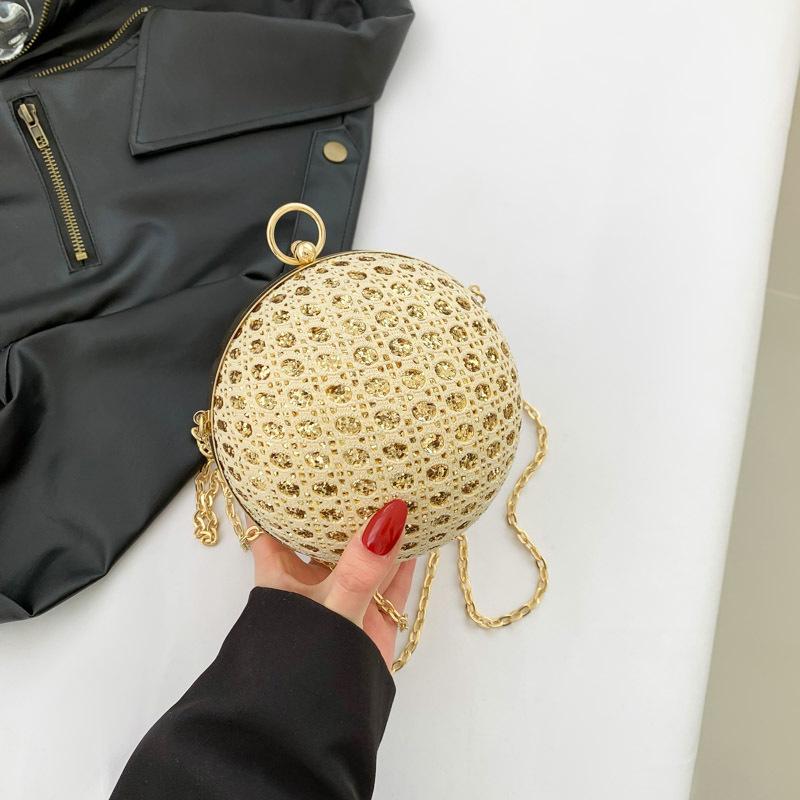 

2025 spring new woven fashion chain small bag women s versatile shoulder messenger bag small round bag foreign style wholesale золотий