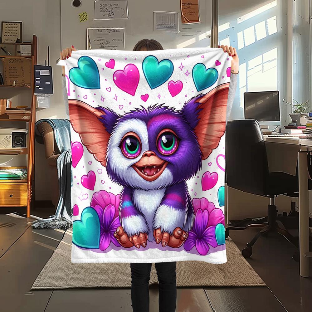 1PC Gremlins Print Flannel Blanket, High quality All Seasons, Home Decor, Warmth and Comfort, Perfect for Christmas Gifts