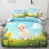 Cartoon Sheep Duvet Cover Double Size, 3D Cute Animals Soft Microfiber Bedding Set with 2 Pillowcases for Kids Boys Girls Teens