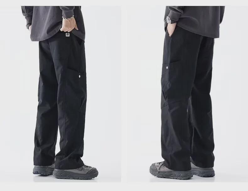 Men's Maillard Spring/Autumn Straight Casual Pants: Trendy Outdoor Functional Overalls