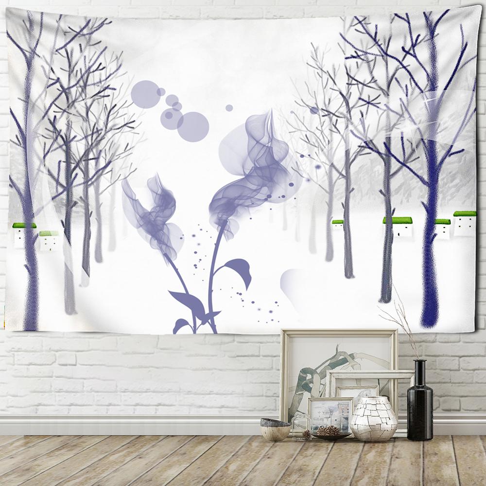 Snowfield Oil Painting Tapestry Wall Painting Trees Flowers Art Simple Lines Bohemian Mandala Bedroom Home Decor