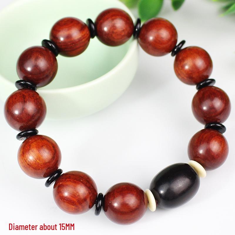 

Браслет из красного сандала и черного дерева с бусинами из зизифуса: Буддийские украшения унисекс