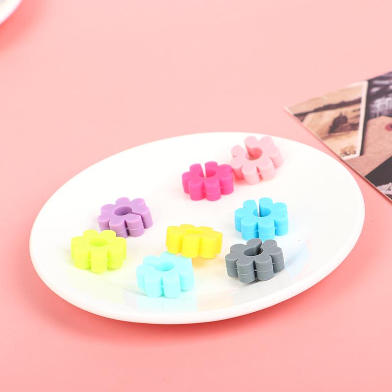 8Pcs Wine Glass Charm Silicone Solid Color Flower Drink Tag Identification Label