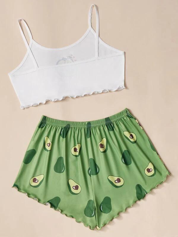 Women's Printed Knit Vest & Camisole Pajama Set - Comfortable & Stylish