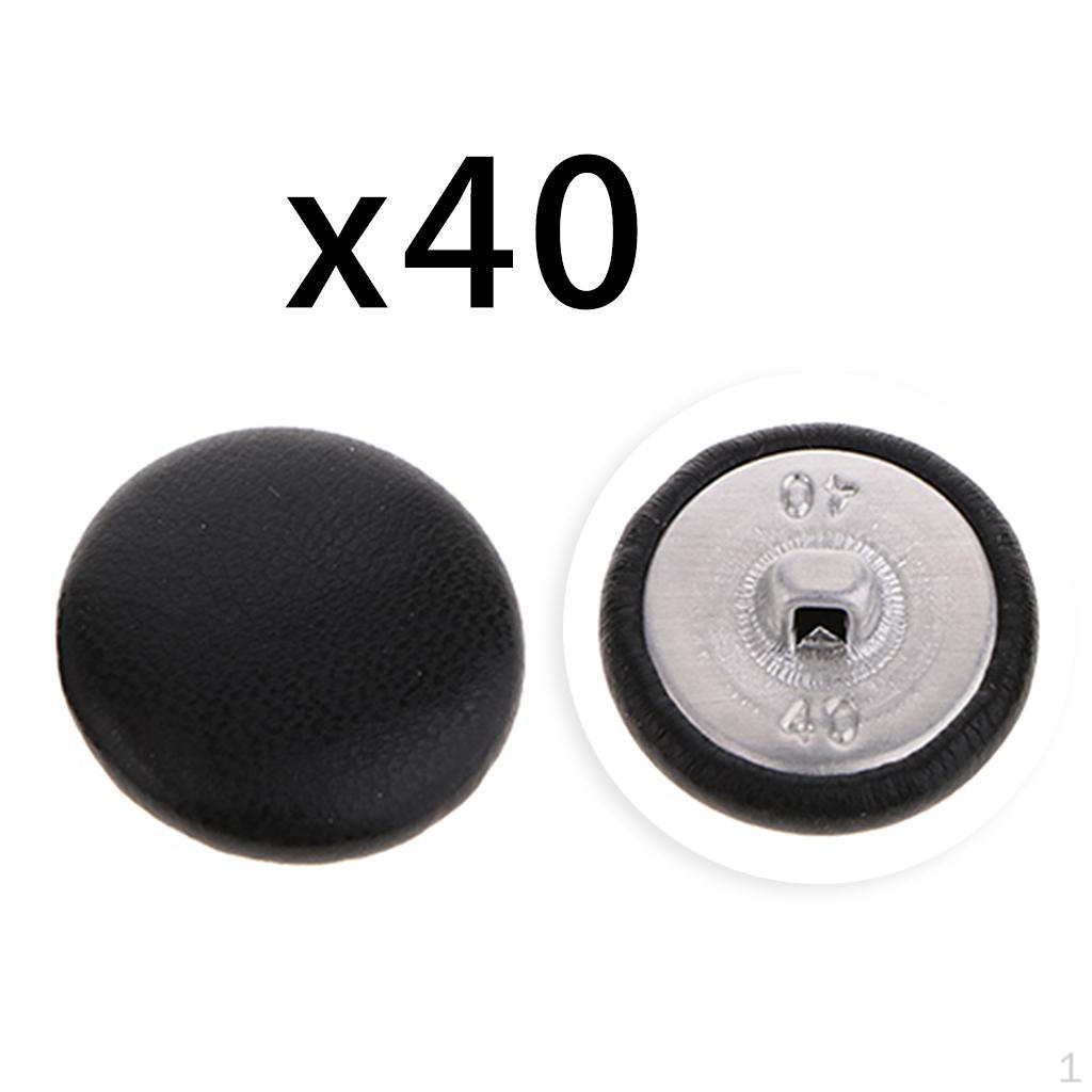 

Pack of 40 Black Leather Covered Buttons Costume Bag Shoes Decor Cardmaking