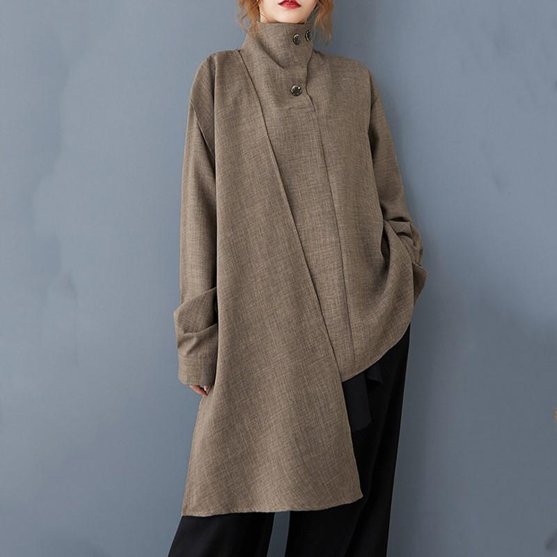 

женская футболка с длинным рукавом оверсайз винтажная повседневная свободная длинная весенне-осенняя хаки