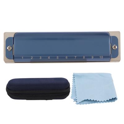 Harmonica 10 Trous Métal Do Harmonica Diatonique Instrument de Musique Accessoires Bleu
