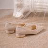 2025 New Fashion French All-match  Short Heel Flat Bottom Beauty  Shoes Pointed Toe Single Shoes Dress High Heels