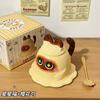 Cartoon Cute Ceramic Mug With Lid Spoon Creative Large Capacity Coffee Cup Couple Office