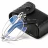 1PCS Fashion Folding Reading Glasses Men Women Metal Frame Presbyopic Magnifying Eyewear with Case Portable