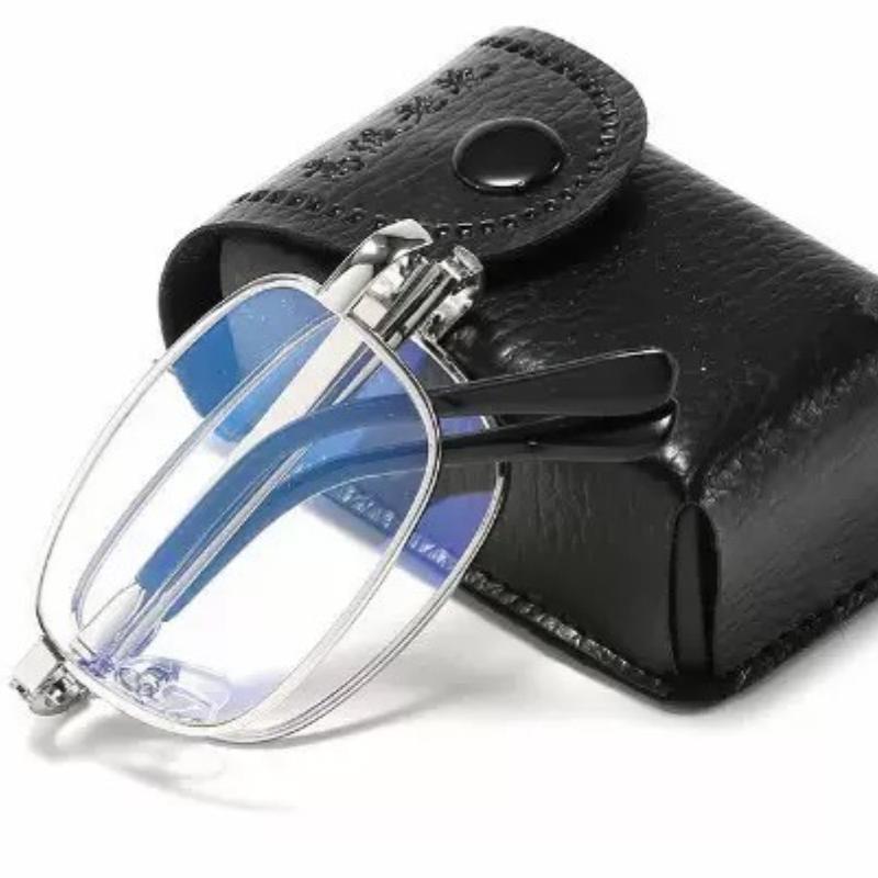 1PCS Fashion Folding Reading Glasses Men Women Metal Frame Presbyopic Magnifying Eyewear with Case Portable