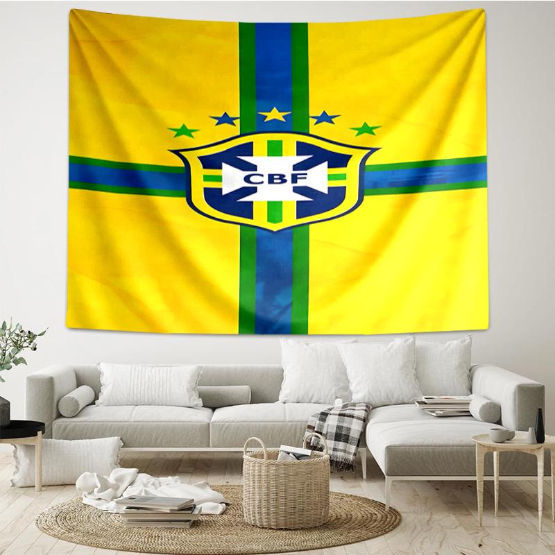 1PC Brazilian Football Emblem Printed Tapestry Room Decoration Wall Hanging for Living Room Bedroom, Dormitory, Birthday and Christmas Gifts