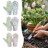Damen Gartenhandschuhe mit Blumenmuster, durchstichfest, Unkrauthandschuhe mit rutschfesten Handflächen, dornenfest, stichfest für Graben, Pflanzen, Gartenarbeit